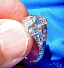 Load image into Gallery viewer, 1.55 carat Earth Mined European cut Diamond Deco Engagement Ring Antique Cushion Solitaire
