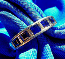 Load image into Gallery viewer, Sapphire Diamond Wedding Band Vintage Anniversary Ring 14k White Gold