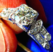Load image into Gallery viewer, Earth mined European Diamond Art Deco Engagement Ring Antique Design Platinum Solitaire Setting