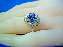 Load image into Gallery viewer, 2.80 carat Tanzanite Diamond Engagement Ring Art Deco vintage Style Solitaire 14k White Gold