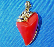 Load image into Gallery viewer, Salmon Red Mediterranean Coral Pendant Unique 18k Solid Gold Bezel Charm