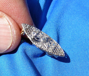 Earth mined Diamond Art Deco Brooch Special Antique Platinum Filigree Pendant Charm
