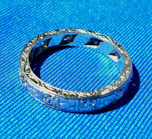 Load image into Gallery viewer, 0.50 carat Earth mined Diamond Deco Wedding Band Antique Platinum Eternity Anniversary Ring size 5