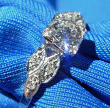 Load image into Gallery viewer, Earth mined Diamond Art Deco Engagement Ring Vintage Platinum Solitaire