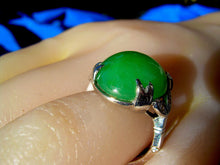 Load image into Gallery viewer, Earth Mined Green JADE Antique Engagement Ring Art Deco Diamond White Gold Setting