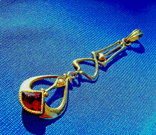 Load image into Gallery viewer, Unique Antique Art Deco Garnet and Pearl Pendant Exciting Art Nouveau 10k Gold charm