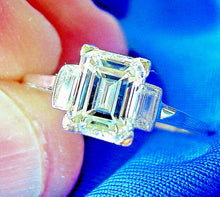 Load image into Gallery viewer, 1.30 carat Earth mined Emerald cut Diamond Art Deco Engagement Ring Antique Design Platinum Solitaire