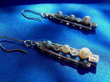 Load image into Gallery viewer, 1.25 carat Earth Mined European cut Diamond Art Deco Earrings Antique Platinum Dangles