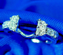 Load image into Gallery viewer, Earth mined Diamond Deco Wedding Band UNIQUE Enhancer Wrap Solitaire Ring Guard 14k White Gold