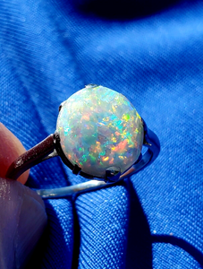 Earthmined Australian Black Opal Engagement Ring Art Deco Platinum Solitaire