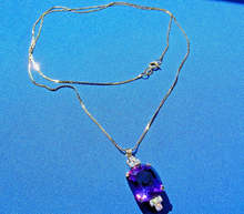 Load image into Gallery viewer, Earth mined Amethyst and Diamond Deco Pendant Necklaces 14k Chain 20" inch long