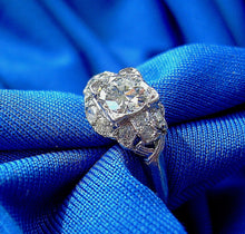 Load image into Gallery viewer, 0.79 carat Earth mined Diamond Deco Engagement Ring Antique Platinum Solitaire size 5.75