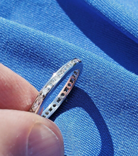 Load image into Gallery viewer, Earth Mined European Diamond Deco Wedding Band Vintage Antique Platinum Eternity Ring
