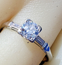 Load image into Gallery viewer, Earth mined European cut Diamond Art Deco Platinum Engagement Ring. Vintage Antique Natural Diamonds Solitaire