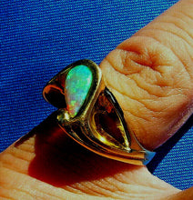 Load image into Gallery viewer, Earth mined Opal Engagement Ring Hand crafted Unique Design Solitaire 14k Gold