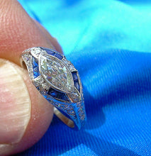 Load image into Gallery viewer, Genuine Diamond Antique Engagement Ring European Art Deco Platinum Solitaire