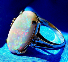 Load image into Gallery viewer, Genuine 3 Carat Opal Diamond Deco Engagement Ring Original 14k Setting.