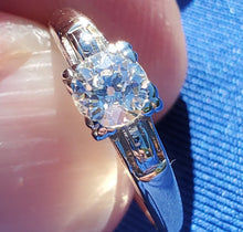 Load image into Gallery viewer, 0.50 carat Genuine European cut Diamond Deco Engagement Ring Real Antique Solitaire
