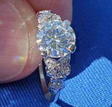 Load image into Gallery viewer, 1.18 carat Earth mined Diamond Art Deco Engagement Ring Antique Platinum Solitaire