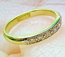 Load image into Gallery viewer, Earth mined Diamond Deco Wedding Band Vintage Platinum and Gold Anniversary Ring