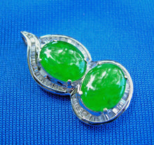 Load image into Gallery viewer, Earth mined Jade and Diamond Elegant Designer Pendant Exciting 14k White Gold Amulet Charm