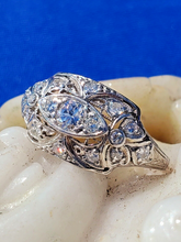 Load image into Gallery viewer, Earthmined Diamond Art Deco Engagement Ring Antique Platinum Filigree Setting