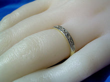 Load image into Gallery viewer, Earth mined Diamond Deco Wedding Band Vintage Platinum and Gold Anniversary Ring