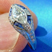 Load image into Gallery viewer, Genuine Diamond Antique Engagement Ring European Art Deco Platinum Solitaire