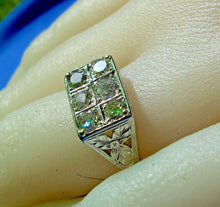 Load image into Gallery viewer, 1 carat Earth mined European Diamond Deco Engagement Ring Antique Band 14k White Gold