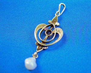 Earth mined Sapphire Art Deco Nouveau Pendant Antique Victorian Necklaces 14k Gold