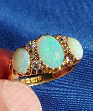 Load image into Gallery viewer, Exquisite Art Deco Antique Diamond Opal Engagement Ring 3.25 carat Victorian 18k Gold