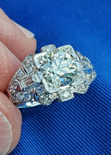 Load image into Gallery viewer, 2.06 carat Earth mined European cut Diamond Art Deco Engagement Ring Antique Platinum Solitaire