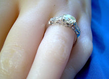 Load image into Gallery viewer, Earth mined Diamond Deco Engagement Ring Vintage Platinum Solitaire