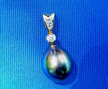 Load image into Gallery viewer, South Sea Pearl Pendant Natural Diamond 14k White Gold Charm