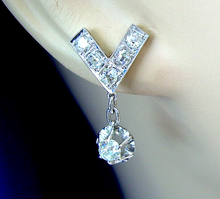 Load image into Gallery viewer, Earth mined Cushion cut Diamond Art Deco Earrings Elegant Antique Design Dangles