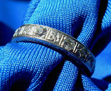 Load image into Gallery viewer, 0.50 carat Earth mined Diamond Deco Wedding Band Antique Platinum Eternity Anniversary Ring size 5