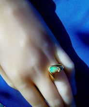 Load image into Gallery viewer, Earth mined Opal Engagement Ring Hand crafted Unique Design Solitaire 14k Gold