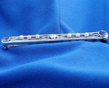 Load image into Gallery viewer, Earth mined Sapphire Pearl Diamond Antique art Deco Brooch Victorian Platinum Filligree