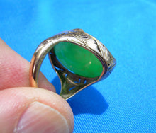 Load image into Gallery viewer, Earth mined 25 Carat Antique Green JADE Engagement Ring Art Deco 14k Rose Gold