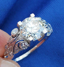 Load image into Gallery viewer, 1.85 Carat Earth mined Diamond Art Deco Engagement Ring Vintage Antique Platinum Solitaire