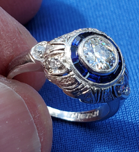 Load image into Gallery viewer, 1.40 carat Genuine Diamond Antique Engagement Ring Art Deco Platinum Solitaire setting size 5
