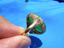 Load image into Gallery viewer, Earth mined 25 Carat Antique Green JADE Engagement Ring Art Deco 14k Rose Gold