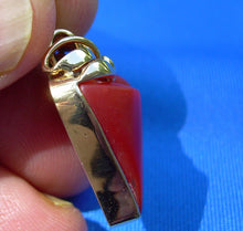 Load image into Gallery viewer, Salmon Red Mediterranean Coral Pendant Unique 18k Solid Gold Bezel Charm