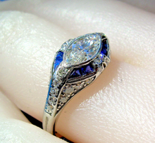 Load image into Gallery viewer, Genuine Diamond Antique Engagement Ring European Art Deco Platinum Solitaire