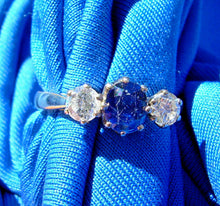 Load image into Gallery viewer, 1.12 carat Genuine Sapphire Diamond Deco Engagement Ring Vintage 14k Gold Setting