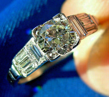 Load image into Gallery viewer, 1.38 carat Earth mined Diamond Art Deco Engagement Ring Unique Antique Platinum Solitaire