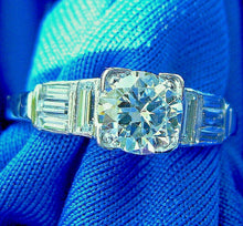 Load image into Gallery viewer, 1.38 carat Earth mined Diamond Art Deco Engagement Ring Unique Antique Platinum Solitaire