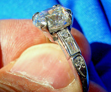 Load image into Gallery viewer, 2 carat Earth mined European cut Diamond Deco Engagement Ring Antique Platinum Solitaire