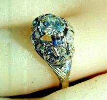 Load image into Gallery viewer, 0.70 carat Earth mined European cut Diamond Deco Engagement Ring Vintage Platinum Solitaire