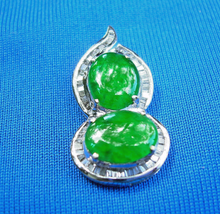 Load image into Gallery viewer, Earth mined Jade and Diamond Elegant Designer Pendant Exciting 14k White Gold Amulet Charm